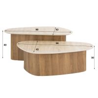Dexter salontafel set van 2 driehoekige poot - mdf/keramiek travertine