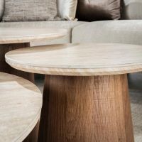 Fraaai Dexter salontafel set van 3 tapse poot - mdf/keramiek travertine