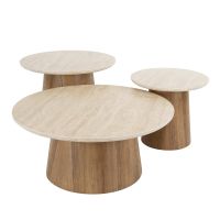 Fraaai Dexter salontafel set van 3 tapse poot - mdf/keramiek travertine
