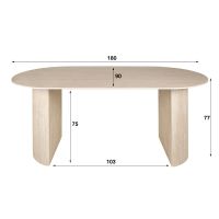 Fraaai Dexter eettafel 180 cm keramiek - naturel