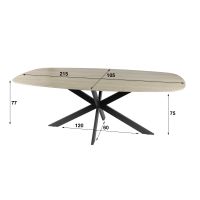 Fraaai Dexter eetkamertafel 215 cm - creme