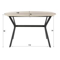 Fraaai Dexter bartafel Deens ovaal 140 cm keramiek - beige
