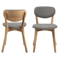 Nøra Elara eetkamerstoel | naturel oak onderstel | stof Granada - lichtgrijs