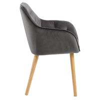 Kari armstoel | naturel oak onderstel | stof Vic - donkergrijs