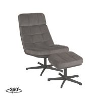Label51 Alvar fauteuil + hocker - antraciet