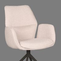 Label51 Mellow eetkamerstoel bouclé naturel - zwarte onderstel