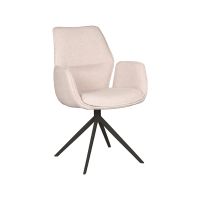 Label51 Mellow eetkamerstoel bouclé naturel - zwarte onderstel