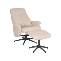 Bergen draaibare fauteuil bouclé - naturel + hocker