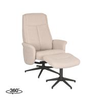 Bergen draaibare fauteuil bouclé - naturel + hocker
