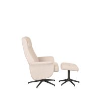 Bergen draaibare fauteuil bouclé - naturel + hocker