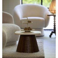 Okato bijzettafel 45x45x35 cm - crème+hout bruin