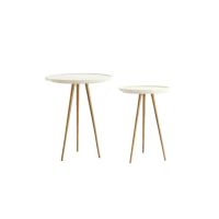 Light & Living Prato bijzettafel set van 2 ø43x53 cm marmer - wit+antiek brons