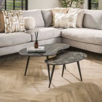 Malakai salontafel set van 2 niervormig - zwart