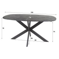 Fraaai Gabriel eettafel 150 cm deens ovaal - zwart bruin