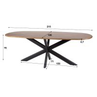 Estes eettafel 215 cm ovale massief mango - zand