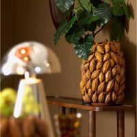 Palatik vaas deco 32x31x44 cm keramiek - cognac bruin