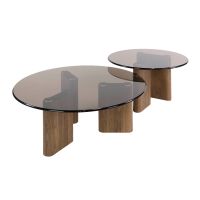 Fraaai Caruso salontafel rond set van 2 - brons glas
