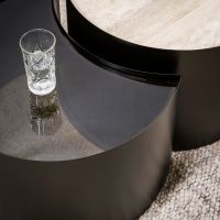 Fraaai Garth salontafel half moon set van 2 - 3D keramiek travertin