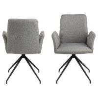 Nøra Waylor draaibare armstoel | zwart metaal onderstel | stof Malmo - lichtgrijs