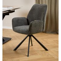 Nøra Linsa draaibare armstoel | zwart metaal onderstel | stof Apia