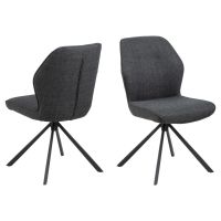 Mysa draaibare eetkamerstoel | zwart metaal onderstel | stof Basel - donkergrijs