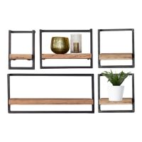 Woody metaal wandplank - bundel set van vijf 100x65 cm