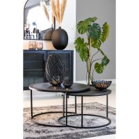 Light & Living Talca salontafel set van 2 Ø67,5x39,5+Ø75x45 cm - zwart - OUTLET B