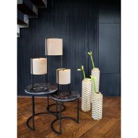 Alfio bijzettafel set van 2 - bruin marmer/zwart