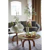 Mello salontafel Ø76 cm - glans bruin brons/glas taupe