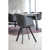 Nøra Teneo armstoel | zwart metaal onderstel | stof Spy - grijs