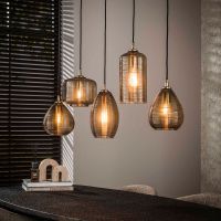 Fraaai Ruby hanglamp glas horizontaal 5-lichts - smoke bruin