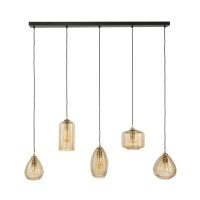 Fraaai Ruby hanglamp glas horizontaal 5-lichts - smoke bruin