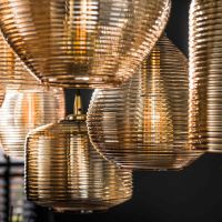 Fraaai Ruby hanglamp gestreept glas 7L - amberkleurig