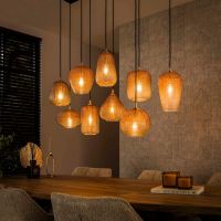 Summer hanglamp 5+4 dot patroon - amberkleurig glas