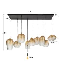 Summer hanglamp 5+4 dot patroon - amberkleurig glas