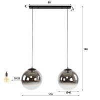 Mathew hanglamp 2L - zwart