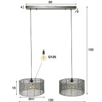 Fraaai Filip hanglamp 2L stringshade metaal - zwart nikkel