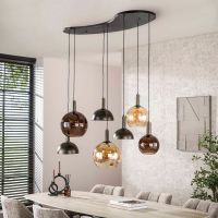 Amira hanglamp 4+3-lichts - sienna bruin