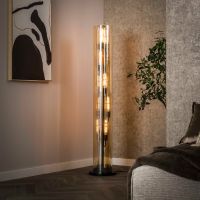Flores vloerlamp 5L tube amber glas - artic zwart