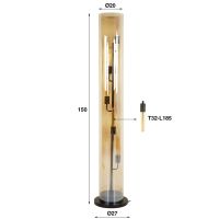 Flores vloerlamp 5L tube amber glas - artic zwart