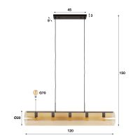 Clarke hanglamp 5L tube amber glas - artic zwart