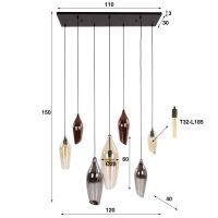 Fraaai Carmen hanglamp 4+3 cocoon mix glas - zwart | OUTLET B
