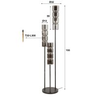 Duncan vloerlamp 3L getrapt cylinder glas - artic zwart