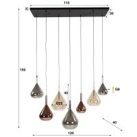 Fraaai Niccolò hanglamp 4+3 wings mix glas - zwart
