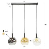 Bruno hanglamp tricolore 3-lichts - artic zwart