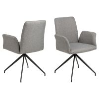 Nøra Waylor draaibare armstoel | zwart metaal onderstel | stof Malmo - lichtgrijs