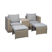 Cora 5 pcs loungeset wicker - beige/bruin