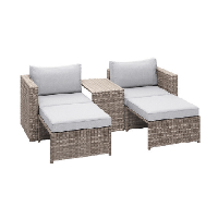 Cora 5 pcs loungeset wicker - beige/bruin