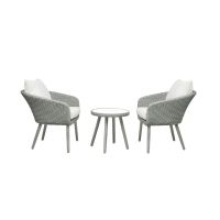 Seth bistro set wicker - grijs/hout