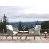 Seth bistro set wicker - grijs/hout